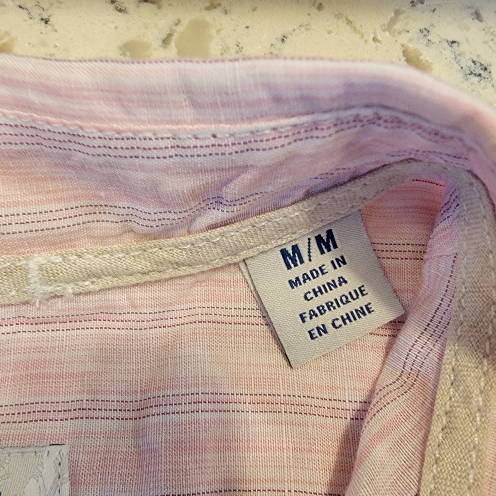 Tommy Bahama‎ Men's Sand Linen Valencia Stripe Short Sleeve Shirt Rose - Picture 9 of 14